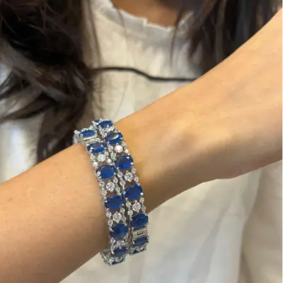 Aahana Diamond Bangles With Coloured Crystals