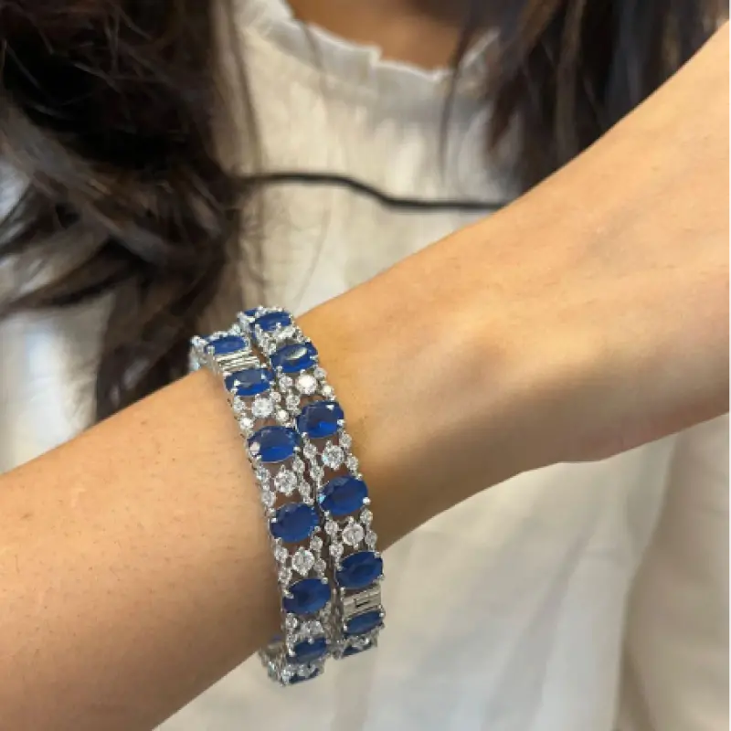 Aahana Diamond Bangles With Coloured Crystals