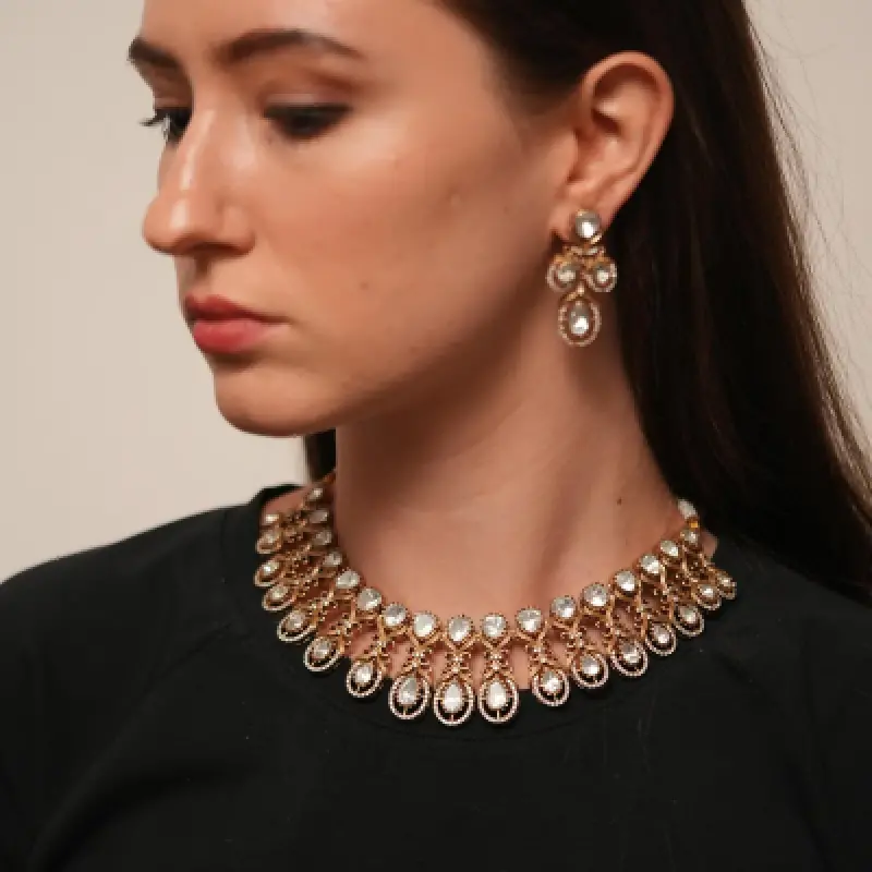 Alka Uncut Diamond Polki Necklace Set