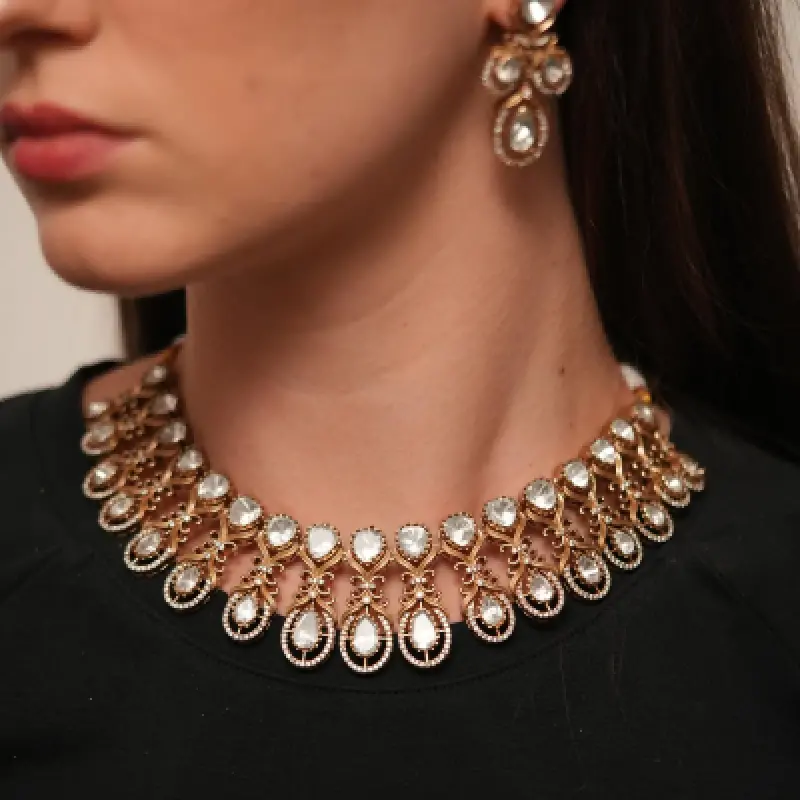 Alka Uncut Diamond Polki Necklace Set