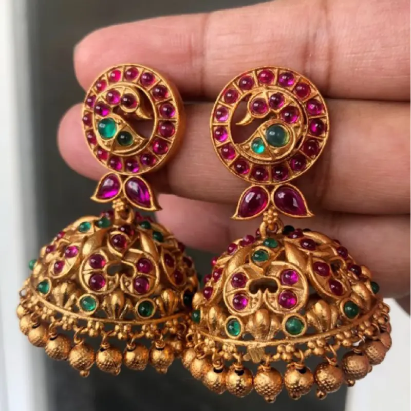 Imitation Kemp Stones Jhumkas